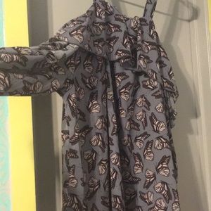 Koko Ruffle Butterfly Print Bardot top